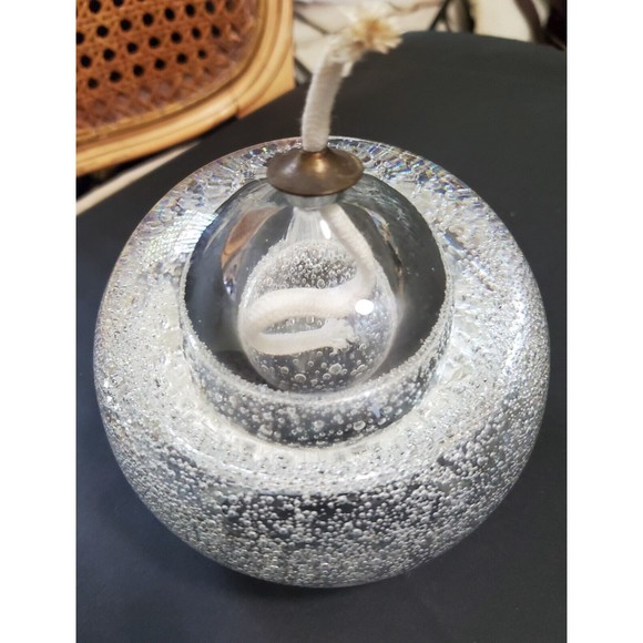 Art Glass Oil Lamp Decorative Ornament Clear Controlled Bubbles Home Decor Gift - Picture 4 of 7